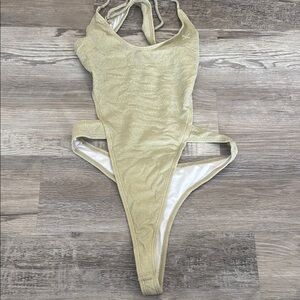 Boutine LA Gold One Piece Swimsuit with Halter Neckline